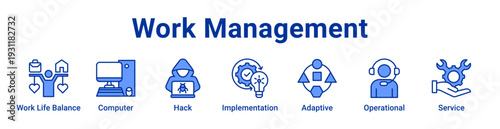 Work Management icon Banner and collection