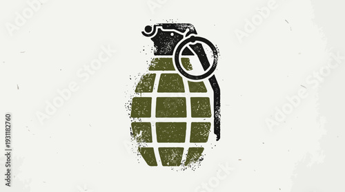 Stylized hand grenade illustration with grunge texture