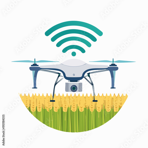 Advanced drone technology for precision agriculture, wirelessly monitoring crop health and field conditions to optimize smart farming practices