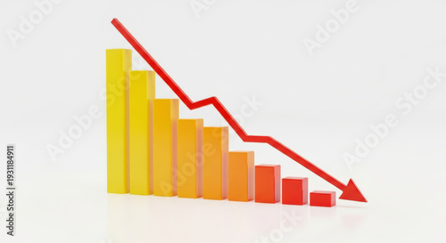 Declining Bar Graph with Red Arrow Indicating Economic Downturn A Visual Representation of Market Decline and Financial Loss on a Clean White Background Free Download Declining Bar Graph with Red Arrow Indicating Economic Downturn A Visual Representation of Market Decline and Financial Loss on a Clean White Background - GFXLoad