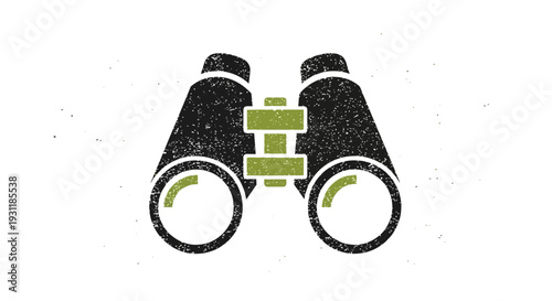 Vintage binoculars icon, searching, discovery, exploration, adventure symbol