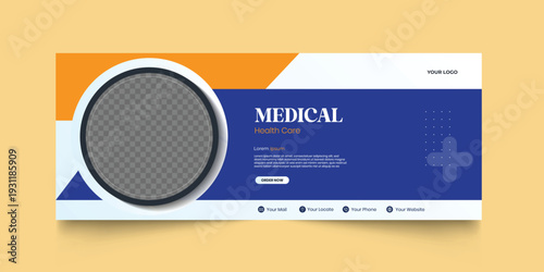Modern marketing cover banner healthcare web banner design template. Healthcare and medical Corporate banner design. Modern banner template and stand design, advertisement, flyer design, display