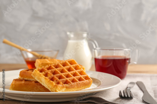 Plate with tasty Belgian wa...