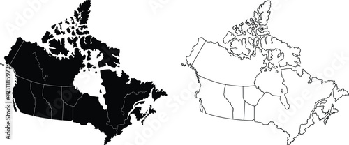 Canada Map Silhouette and Outline Vector Graphics Keywords: Canada, map, silhouette, outline, vector, graphic, illustration
