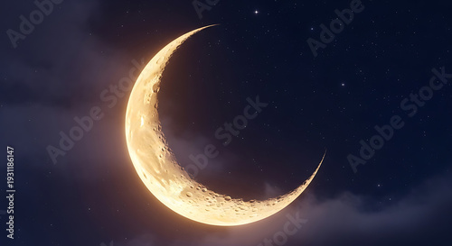 Moon and stars in night sky with full moon