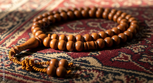 Colorful beaded necklace on fabric