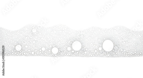 White foam texture with bubbles on transparent background