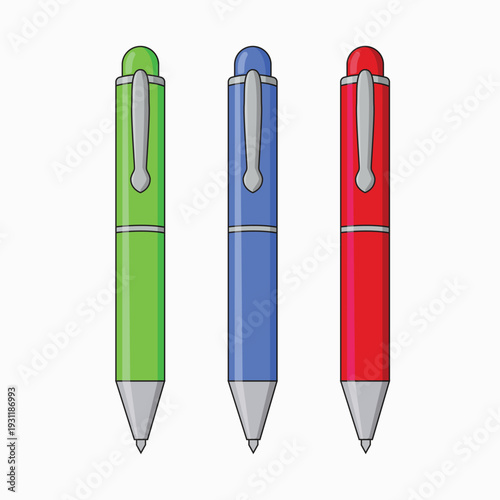ballpoint pen set cartoon illustration