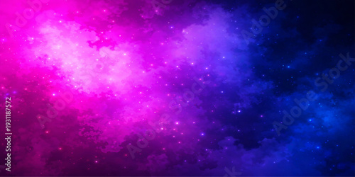An abstract deep blue and purple galaxy nebula background featuring a cosmic starry night sky with shimmering light across a dark fantasy universe starfield illustration