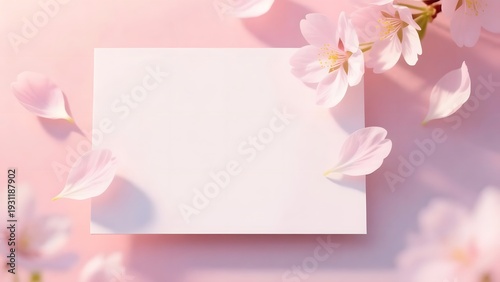 Soft Pink Floral Background with Cherry Blossoms and Copy Space