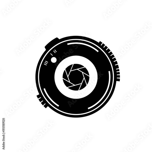 Abstract Camera Lens Aperture Icon, Photography Symbol, Digital Technology Concept