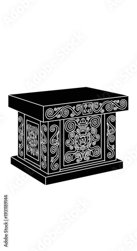 Ancient Altar Stone Carving with Intricate Patterns and Symbols