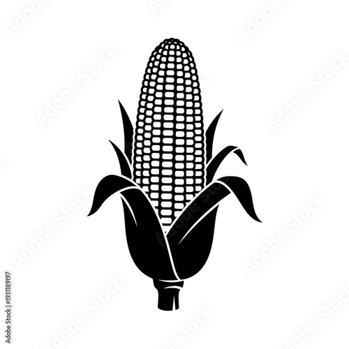 Black and White Corn Cob Icon