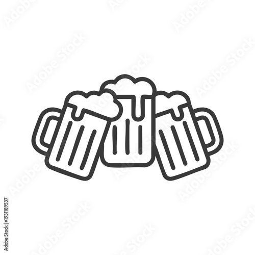 Brewery celebration beer vector illustration with clinking mugs and craft beer festival concept