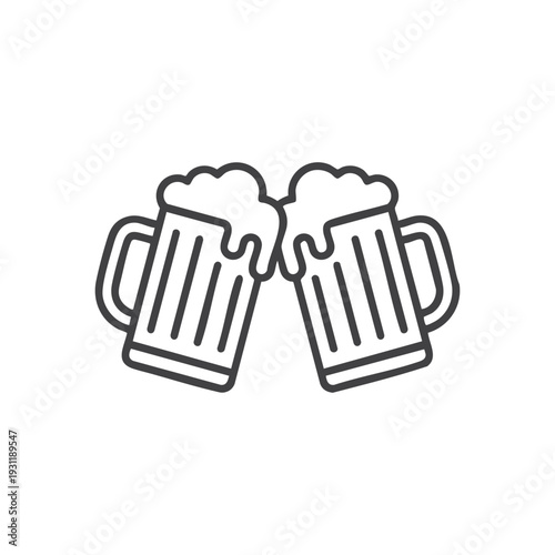 Brewery celebration beer vector illustration with clinking mugs and craft beer festival concept