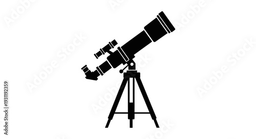 Black silhouette of a telescope on a tripod, symbolizing astronomy and stargazing.