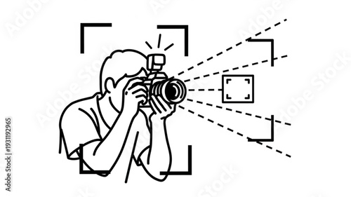 Photographer taking a picture with a professional camera and flash.