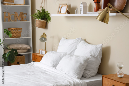 Pillows on comfortable bed ...