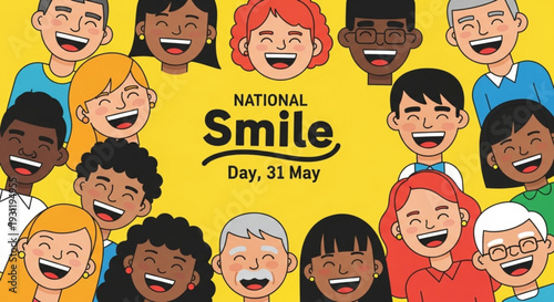 Diverse smiling faces celebrate national smile day on may 31st with joyful expressions