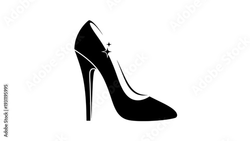 Elegant Black High Heel Shoe with Sparkle Detail - Fashionable Footwear Icon