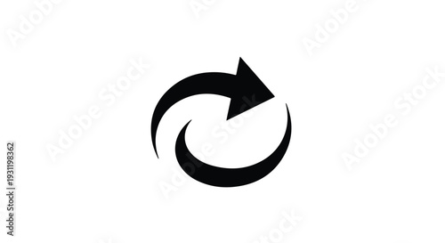 Black circular arrow symbol representing refresh or repeat action on white background