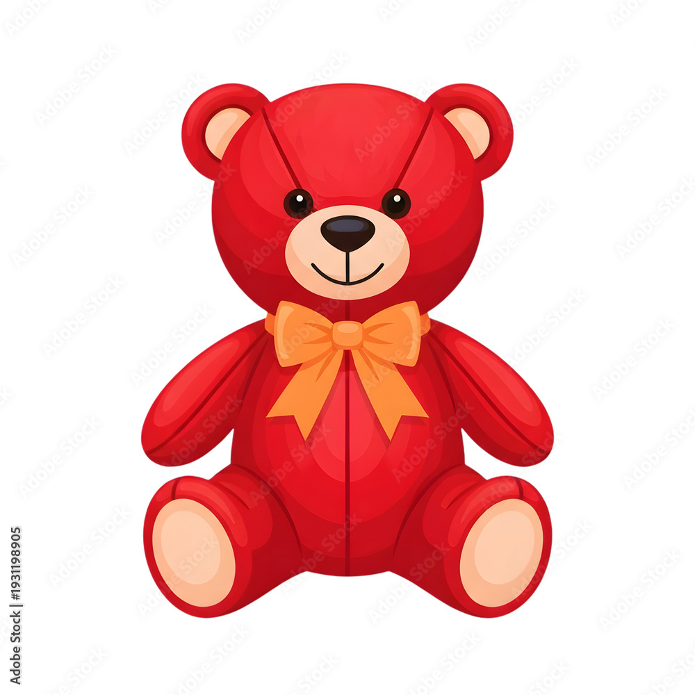 Fototapeta premium Red teddy bear with bow isolated on transparent background