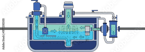 Detailed technical illustration of Whisk Auto mechanism showcasing mechanical components and fluid dynamics in a complex system