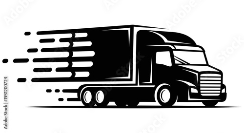 Fast moving delivery truck speeding down the road with motion blur effect conveying urgency and transportation services
