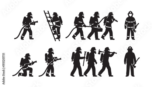 Firefighter silhouette vector illustration for rescue, safety and emergency service concept