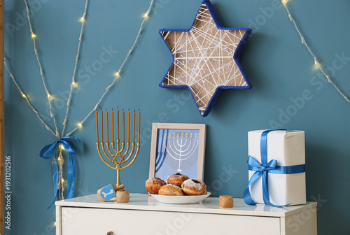Interior of festive living ...