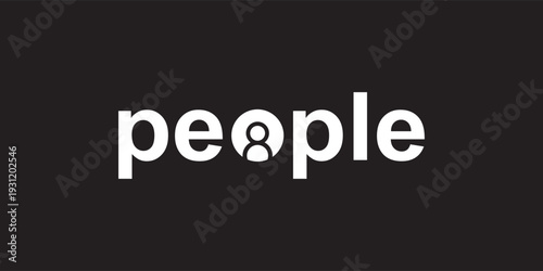 people text logo design, people text typography logo vector icon