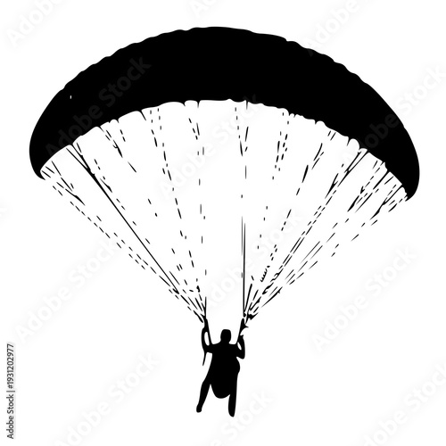paraglider silhouette on black , vector illustration of a paraglider , silhouette of a paraglider 