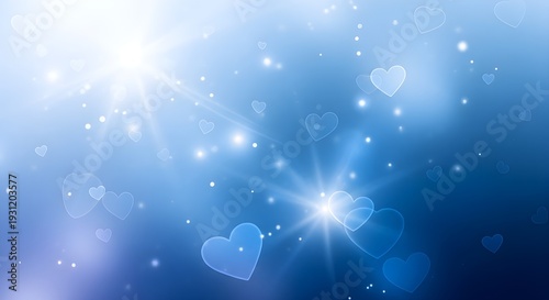 Romantic blue background with heart shapes and lens flares, isolated on transparent background Father's Day