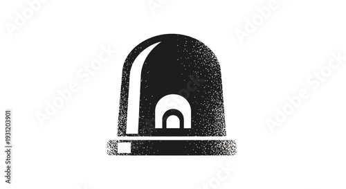 Black siren icon with grunge texture on white background, warning signal