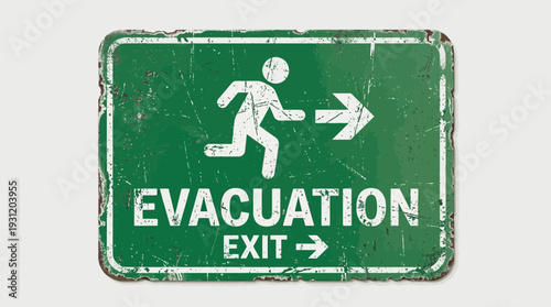 Distressed Evacuation Exit Sign