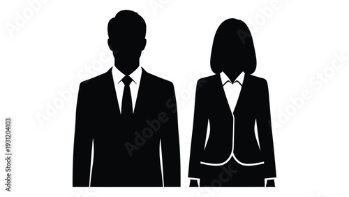 A man and a woman in business attire isolated on white background, Vector