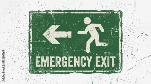 Grunge Emergency Exit Sign With Arrow
