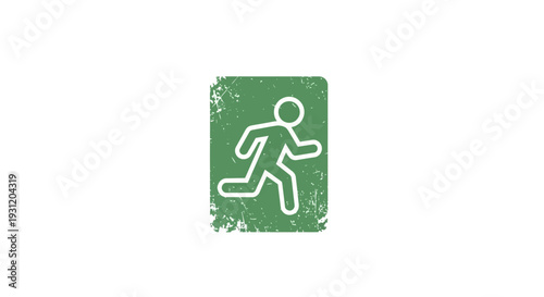 Running figure exit sign, green grunge background