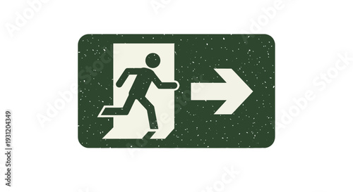 Running man exit sign with arrow