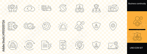 Business continuity icon set. Editable line icons. Vector illustration