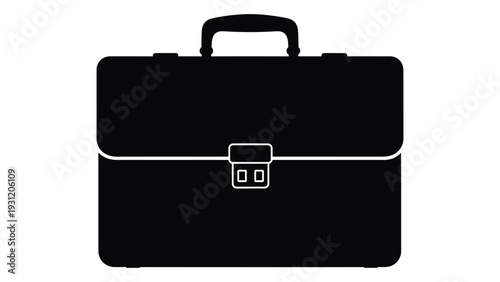 A black briefcase with a handle and clasp isolated on white background, Vector