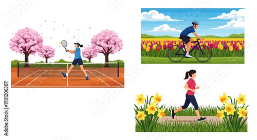 People enjoying outdoor sports and activities in beautiful natural settings