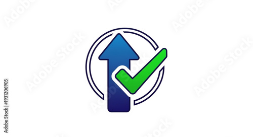 Upward Arrow with Check Mark Symbolizing Success and Progress.