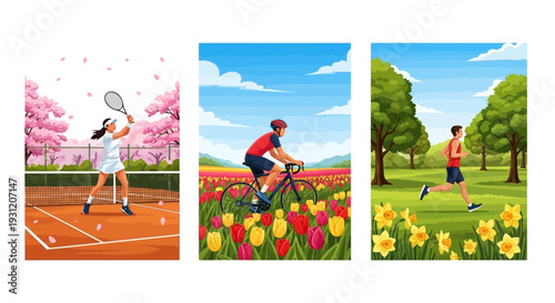 People enjoying outdoor sports and activities in beautiful nature