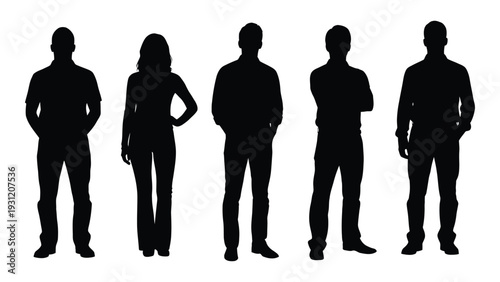 A group of people standing in a line isolated on white background, Vector