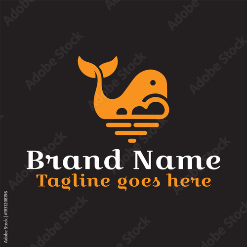 Whale Cloud logo. Fully Vector EPS file. CMYK color mode. Editable color. Easy to download.