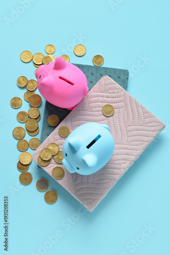 Piggy banks with notebooks ...