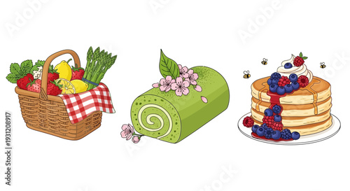 Delicious food illustrations for culinary projects