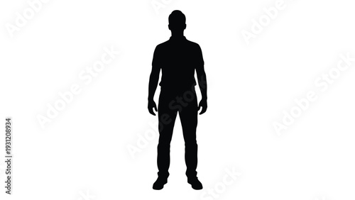 A black silhouette of a man standing isolated on white background, Vector