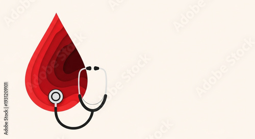 World Hemophilia Day Medical healthcare and donation concept with a stethoscope and a stylized blood drop